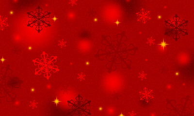 Fototapeta na wymiar Red abstract Christmas background with golden lights and decorative flakes in different shades of red.