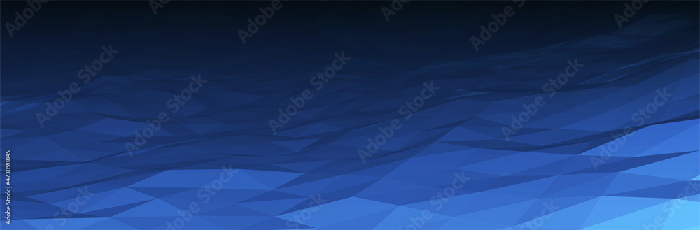 Poster abstract blue background. dark low poly triangle pattern. virtual computer landscape. technology sty