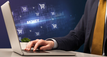 Businessman working on laptop concept