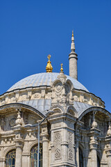 Fototapeta na wymiar Istanbul, Turkey. Ortakoy Mosque near the Bosphorus Bridge on the Bosphorus pier