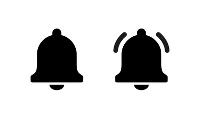 Bell icons set. Notification symbol for website, app, UI. New incoming message. Ringing bell. Isolated raster illustration on white background.
