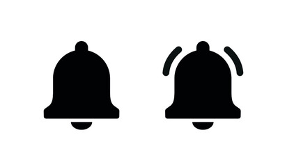 Bell icons set. Notification symbol for website, app, UI. New incoming message. Ringing bell. Isolated vector illustration on white background.
