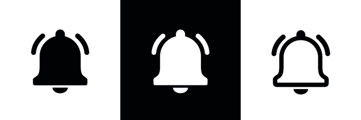 Bell icons set. Notification symbol for website, app, UI. New incoming message. Ringing bell. Isolated vector illustration on white background.
