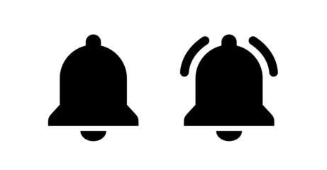 Bell icons set. Notification symbol for website, app, UI. New incoming message. Ringing bell. Isolated raster illustration on white background.