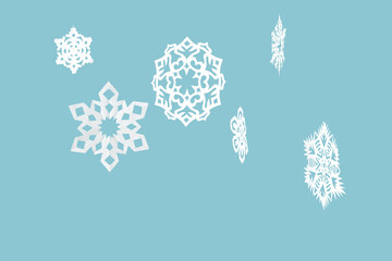 Beautiful paper snowflakes on color background