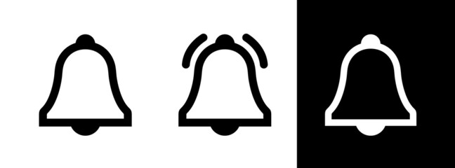 Bell icons set. Notification symbol for website, app, UI. New incoming message. Ringing bell. Isolated raster illustration on white background.