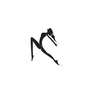 silhouette of woman doing leg and arm stretching warm-up exercise illustration icon vector continuous line