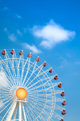 Ferris Wheel With Blue Sky in Okinawa Japan.	