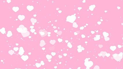 blur element white big hearts with shiny star rotating on pink texture