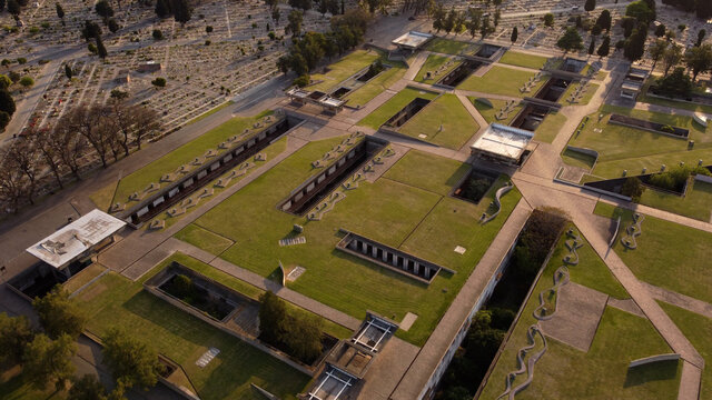 Aerial Of Modern La Chacarita Cemetery In Buenos Aires, Argentine