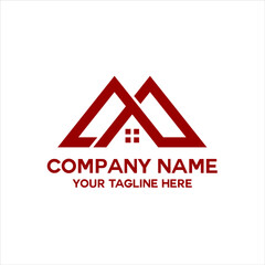 building shape letter M logo vector 