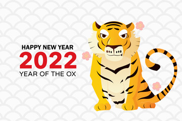 2020 Asian New Year cny tiger with auspicious white background vector design