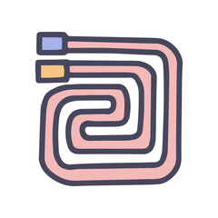 water warm floor pipeline system color vector doodle simple icon