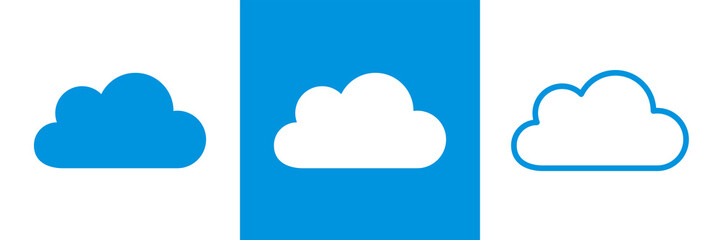 Cloud icons set. Server symbol for website, mobile app, ui. Database storage. Isolated raster illustration on white background.