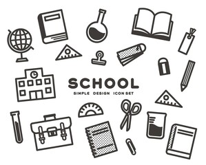 学校教育や文具のアイコンのベクターイラスト素材／勉強／塾