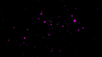 pink flying particles on a black background. dark abstract background with pink glowing particles a high resolution