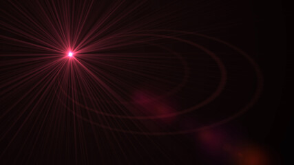 black background with bright rays. cosmic rays background. bright red Star