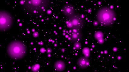 pink flying particles on a black background. dark abstract background with pink glowing particles a high resolution