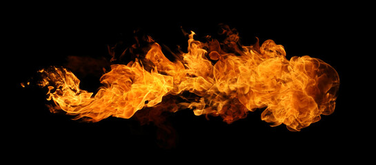 Fire and burning flame torch isolated on black background for graphic design. usage