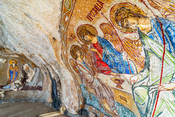 Religious cave paintings,Ostrog Monastery,Montenegro,Eastern Europe.