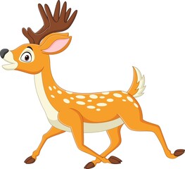 Cartoon deer walking on white background