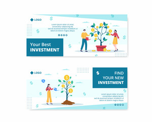 Business Investment Banner Template Flat Design Illustration Editable of Square Background Suitable for Social media, Greeting Card and Web Internet Ads
