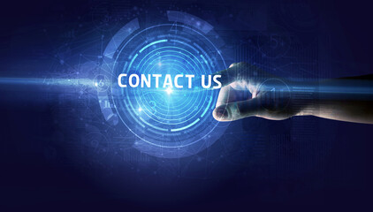 Hand touching business concept button