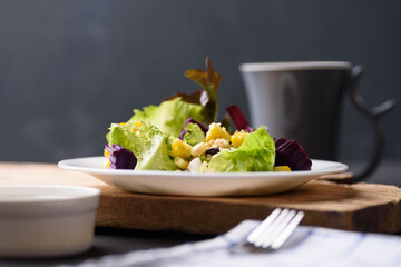 Fresh vegetables and cereal salad. Healthy and Vegetarian Meal