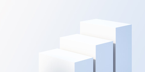 3d white product podium mock up background for presentation with white background, 3d rendering