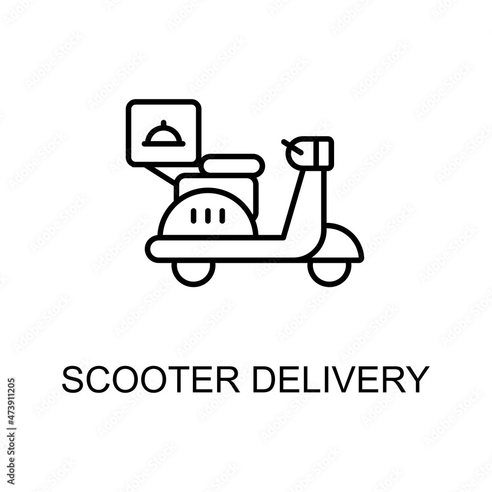 Poster scooter delivery vector line icons for your digital or print projects.