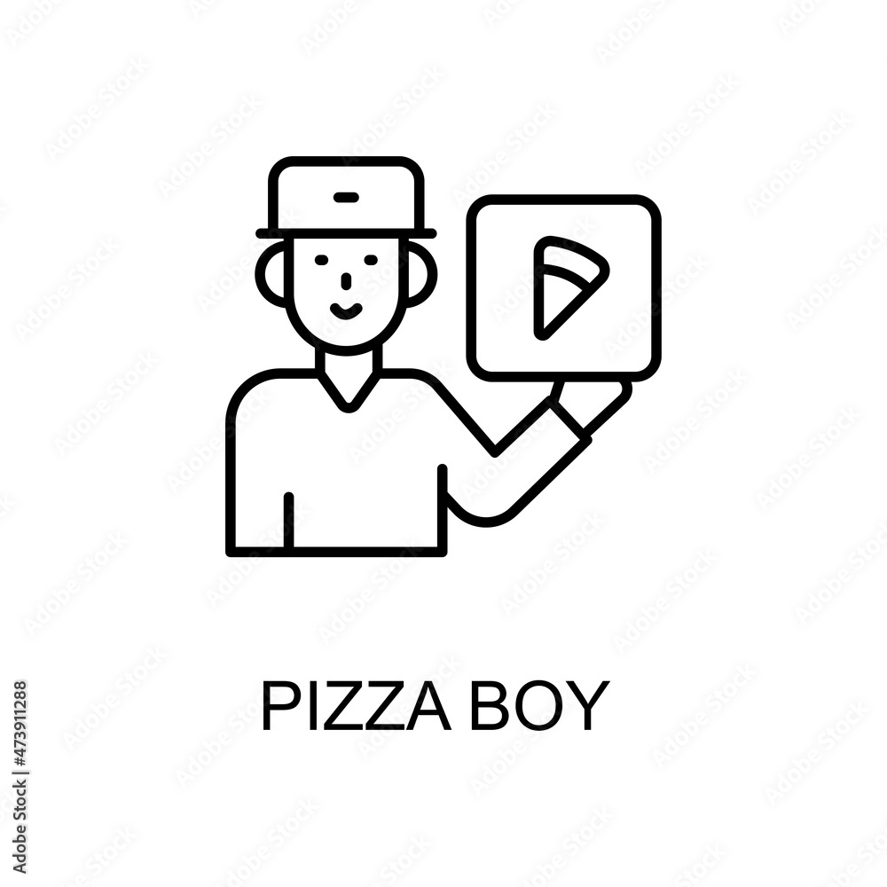Poster pizza boy vector line icons for your digital or print projects.
