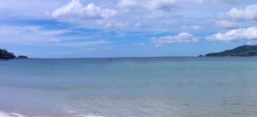 view of Patong and patong beach with the buildings and high-rise hotels and resorts in the background Kathu phuket Thailand 