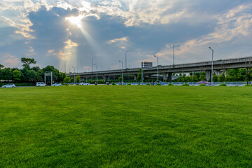 Modern building and lawn 