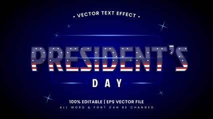 President's day 3d text style effect. Editable illustrator text style.