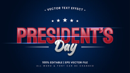 President's day 3d text style effect. Editable illustrator text style.