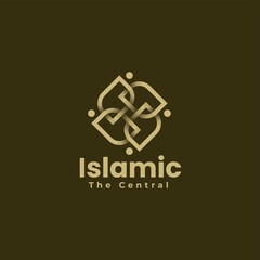 Vector Logo Illustration Islamic Line Art Style.