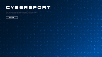 Cyber Sport banner. Dark blue gradient background with geometric pattern of random squares. Esports abstract background. Design for gaming and cybersport events. Video games. Vector