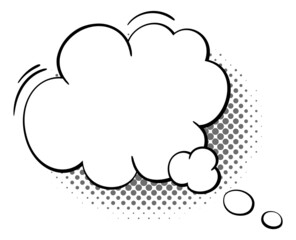 Conversation cloud template. Blank message bubble with halftone effect
