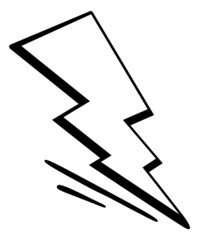 Flash sign in retro line style. Comic lightning strike symbol