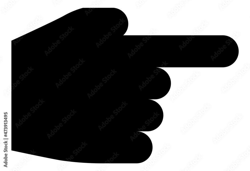 Poster black hand pointer. finger pointing right cursor