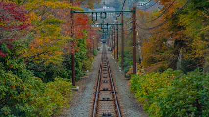 Railway and Hakone Tozan Train switchback system, Hakone, Japan