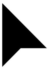 Sharp triangle arrowhead icon. Black web pointer