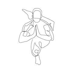 Continuous line male figure naked strong muscular healthy vector illustration hand drawn design print graphics style