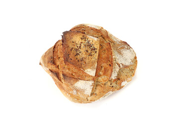 Cereal country bread on a white background 