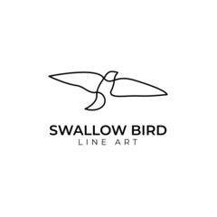 Simple Line art Swallow Bird Logo Design