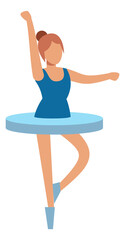 Ballet dancer icon. Woman dancing in blue tutu skirt