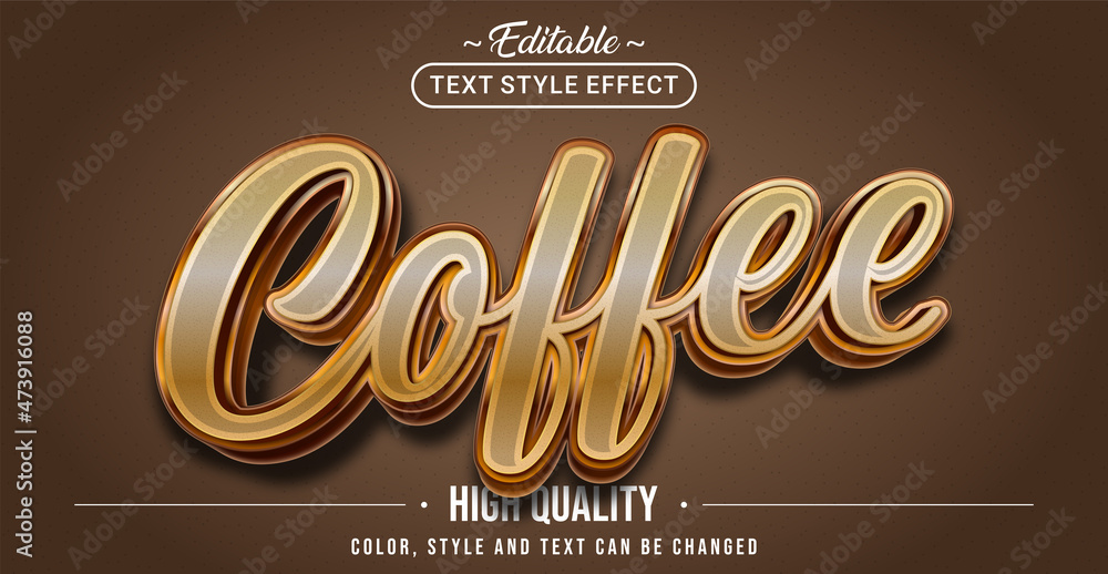Aufkleber editable text style effect - coffee text style theme.