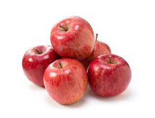 A lot of apples placed on a white background.
