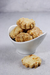Homemade sweet scones on table.