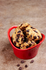 Homemade Choco chip scones on the table